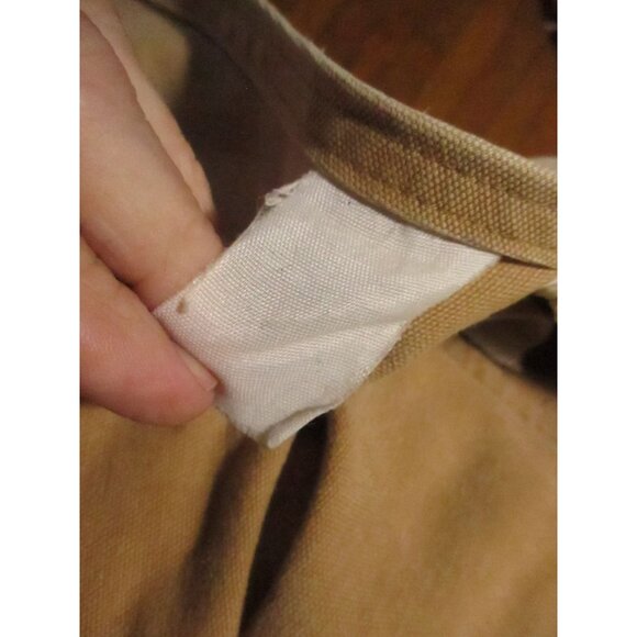 Vintage Overalls 42x32 Carhartt Double Knee 1990's Bibs Work Jeans Tan Distress - Picture 8 of 10